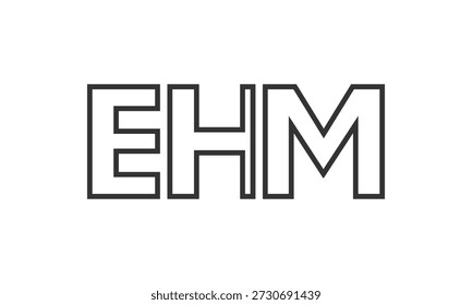EHM logo design template with strong and modern bold text. Initial based vector logotype featuring simple and minimal typography. Trendy company identity ideal for businesses brand presence.