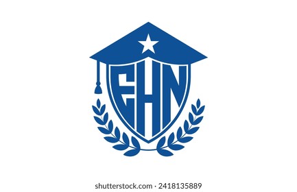 EHN initial letter academic logo design vector template. monogram, abstract, school, college, university, graduation, symbol, shield, model, institute, educational, coaching canter, tech, sign, badge