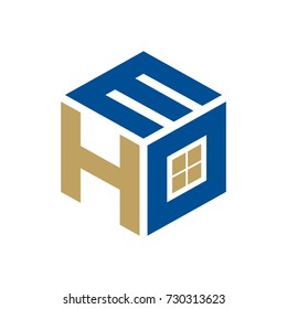 EHO or EH or HE initial letter logo design template vector  for real estate industry