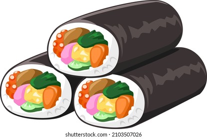 Ehomaki 2（Fortune Sushi Roll）.Setsubun material.Vector image.