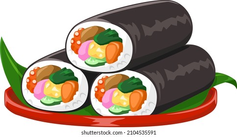 Ehomaki 3（Fortune Sushi Roll）.Setsubun material.Vector image.