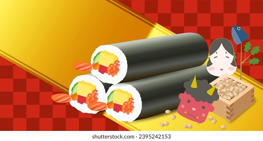 ehoumaki setsukubun beans spring background