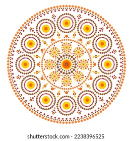 Ehtnic abstract dot mandala. Small circles mandala aboriginal decor. Whimsical mandala colorful vector design.
