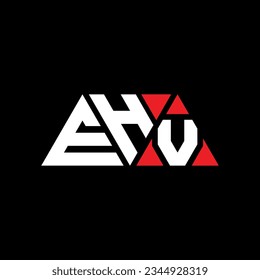 EHV triangle letter logo design with triangle shape. EHV triangle logo design monogram. EHV triangle vector logo template with red color. EHV triangular logo Simple, Elegant, and Luxurious design.