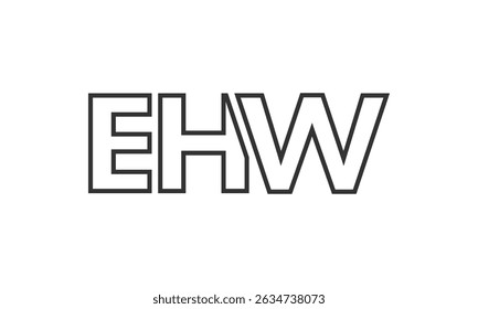 EHW logo design template with strong and modern bold text. Initial based vector logotype featuring simple and minimal typography. Trendy company identity ideal for businesses brand presence.