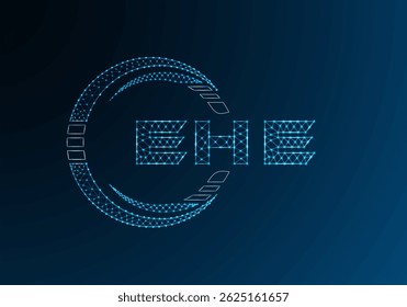EHW baixo design de vetor de logotipo de letra poli. EHW design de logotipo poli inferior. Logotipo poli baixo.