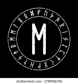 EHWAZ RUNE ON A BLACK BACKGROUND IN VECTOR