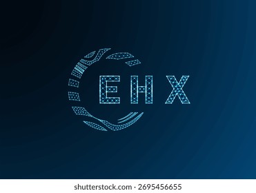 EHX low poly letter logo vector design. EHX lower poly logo design. EHX unique low poly logo design.