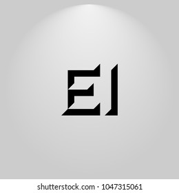 EI Abstract Black Letters with white and gray background in highlight