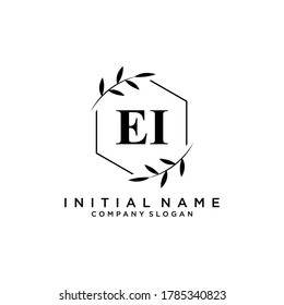 EI Beauty vector initial logo, handwriting logo of initial signature, wedding, fashion, jewerly, boutique, floral and botanical with creative template for any company or business.