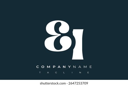 EI Creative Abstract Typography Logo Design (Projeto de logotipo de tipografia abstrata criativa). Logotipo elegante que combina tipografia arrojada e formas criativas, ideal para soluções de marca e identidade.