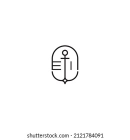 EI creative letter logo design in anchor concept with high quality professional design that will print well across any print media
