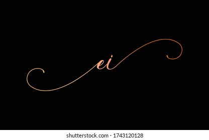 ei Cursive Letter Initial Logo Design, Vector Template