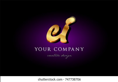 ei e i  alphabet combination letter logo in gold golden 3d metal beautiful typography suitable for banner brochure design