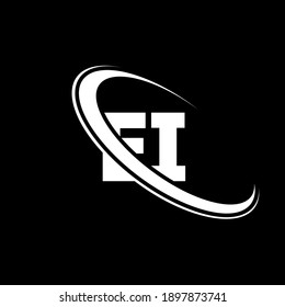 EI E I letter logo design. Initial letter EI linked circle uppercase monogram logo red and blue. EI logo, E I design. ei, e i