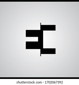 EI, E and I negative space letter logo