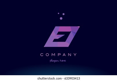 ei e i polygon polygonal letter alphabet text pink purple dots creative company logo vector icon design template