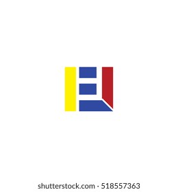EI flat initial letter logo combining yellow blue red