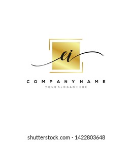 EI handwriting initial logo template vector.