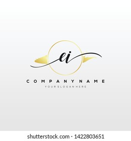 EI handwriting initial logo template vector.