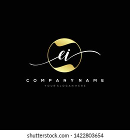 EI handwriting initial logo template vector.