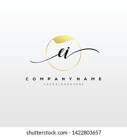 EI handwriting initial logo template vector.