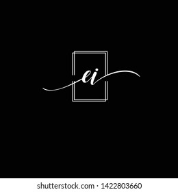 EI handwriting initial logo template vector.