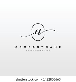 EI handwriting initial logo template vector.