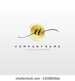 EI handwriting initial logo template vector.