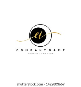 EI handwriting initial logo template vector.