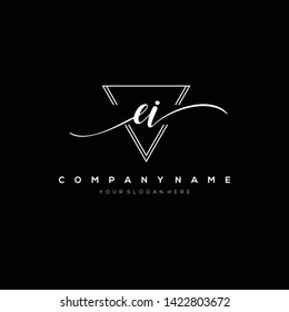 EI handwriting initial logo template vector.