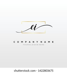 EI handwriting initial logo template vector.