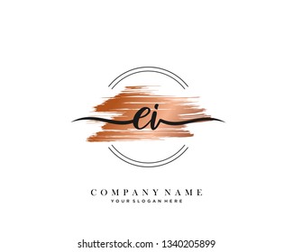EI handwriting initial  logo vector