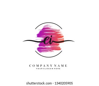 EI handwriting initial  logo vector