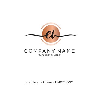 EI handwriting initial  logo vector
