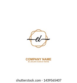 EI handwriting logo template vector