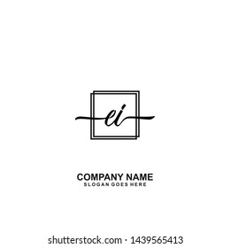 EI handwriting logo template vector