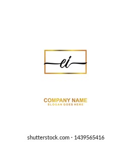 EI handwriting logo template vector