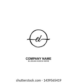 EI handwriting logo template vector