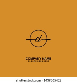 EI handwriting logo template vector