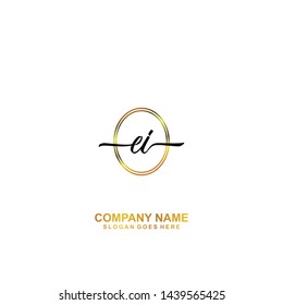EI handwriting logo template vector