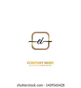 EI handwriting logo template vector