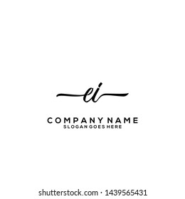 EI handwriting logo template vector