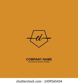 EI handwriting logo template vector