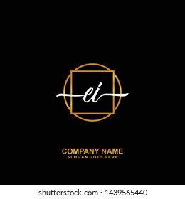 EI handwriting logo template vector
