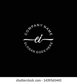 EI handwriting logo template vector