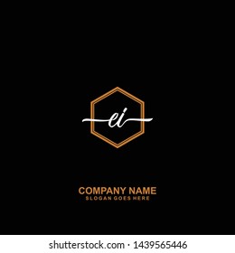 EI handwriting logo template vector