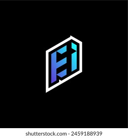 EI initial gradient blue gaming concept ideas for esport team, twitch and streamer