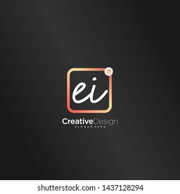 EI initial handwriting with color logo icon template vector.