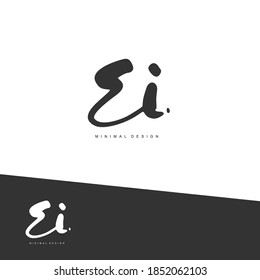 EI Initial handwriting or handwritten logo for identity. Logo with signature and hand drawn style.